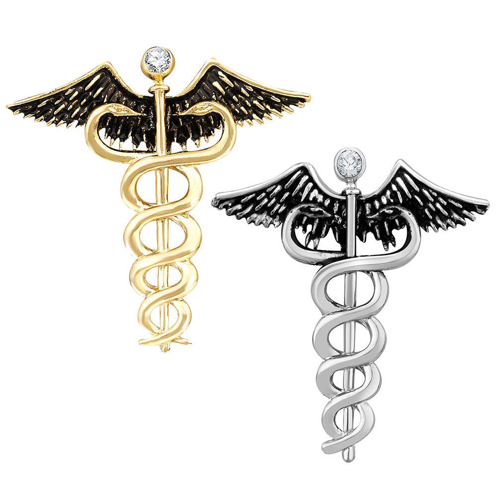 Mahi Combo of 2 Caduceus Doctor's Brooch Lapel / Brooch Pin for Men (CO1105597M)