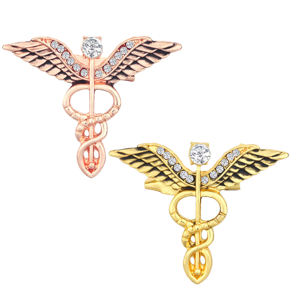 Mahi Combo of 2 Caduceus Doctor's Brooch Lapel / Brooch Pin for Men (CO1105601M)