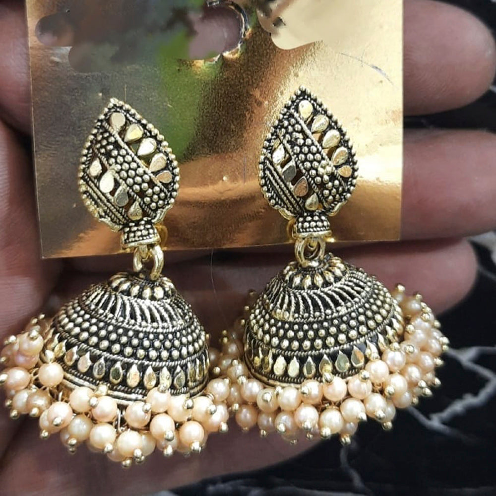 Martina Jewels Gold Plated Pearl Pack Of 6 Jhumki Earrings ( Assorted Color)