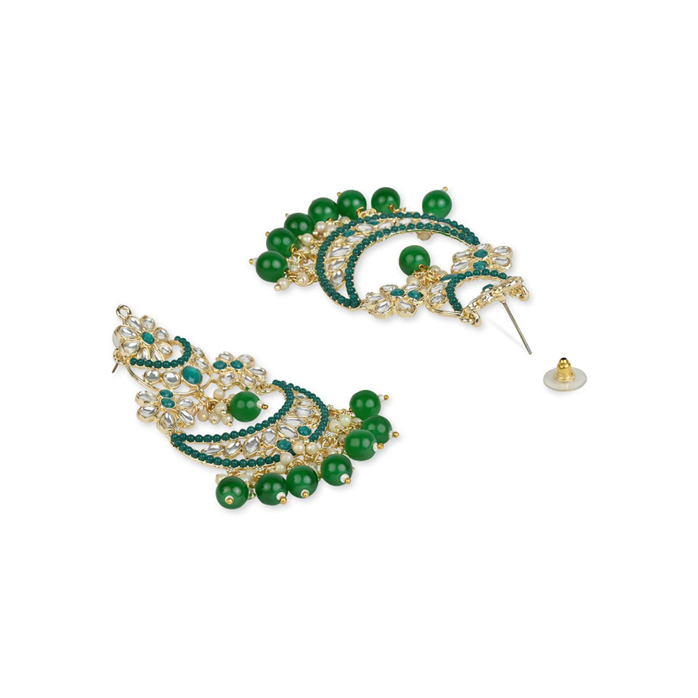 Etnico Gold Plated Traditional Handcrafted Pearl Kundan Beaded Chandbali Earrings for Women/Girls (E3031G)