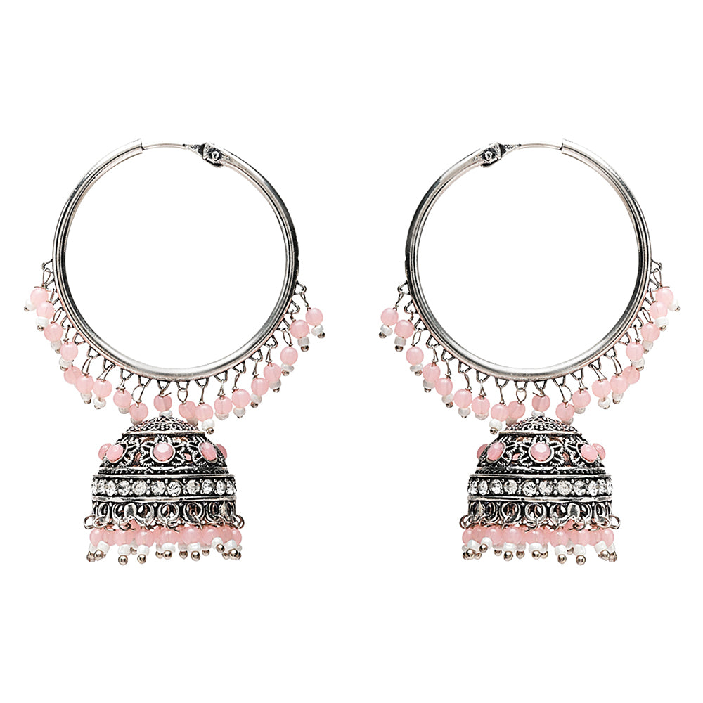 Etnico Silver Plated Traditional Handcrafted Pearl Jhumki Earrings for Women/Girls(E3060ZPi)