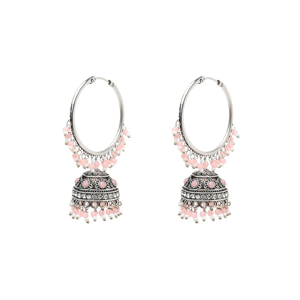 Etnico Silver Plated Traditional Handcrafted Pearl Jhumki Earrings for Women/Girls(E3060ZPi)