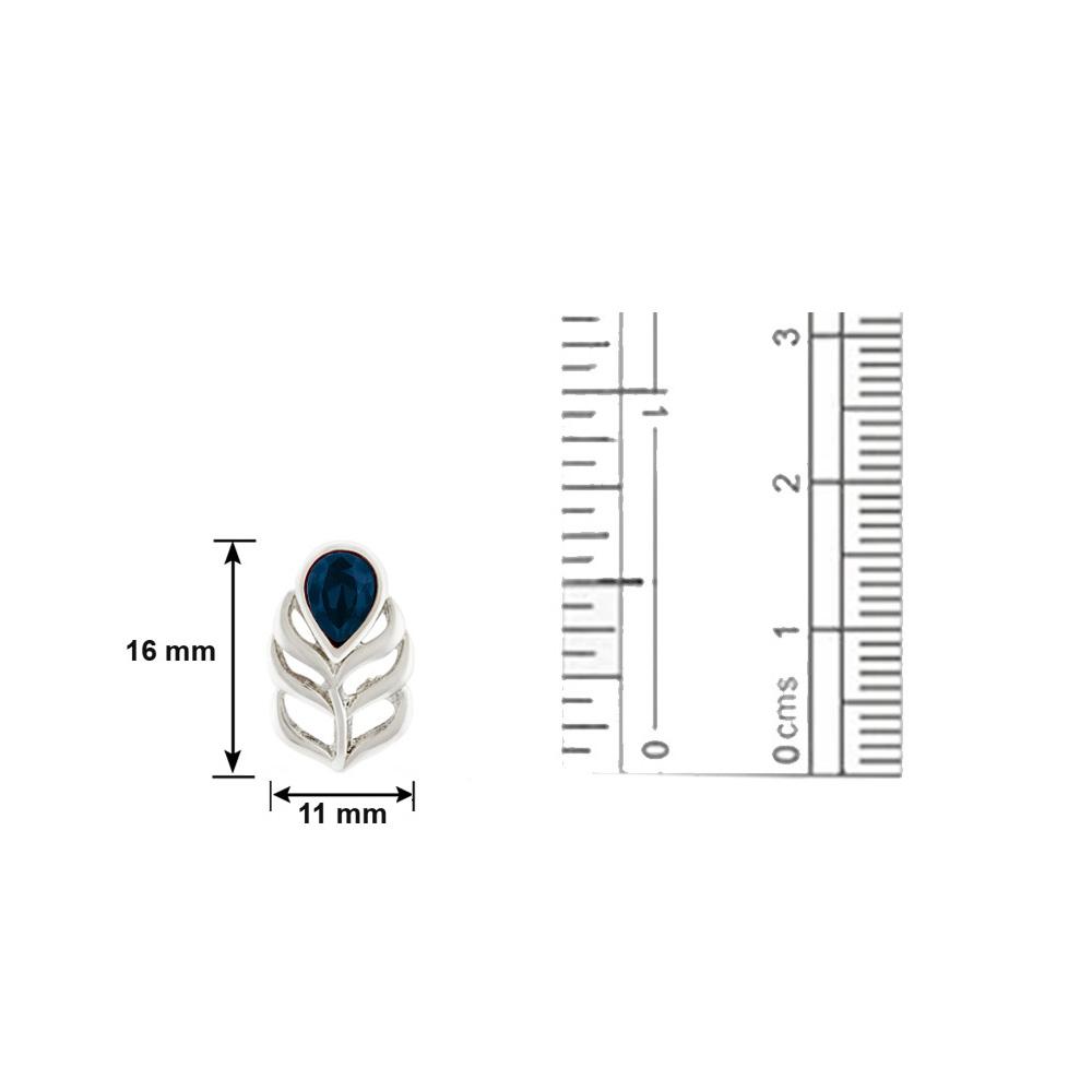 Mahi Swarovski Crystals Blue Peacock Feather Earrings