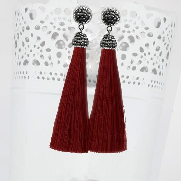Jeweljunk Stone Thread Rhodium Plated Earrings - 1310933K