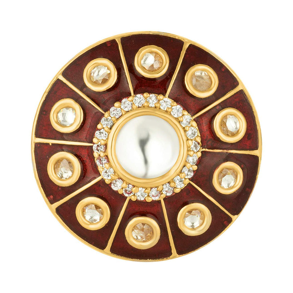Etnico Gold-Plated Meena Work Finger Ring (Women) - FL174R