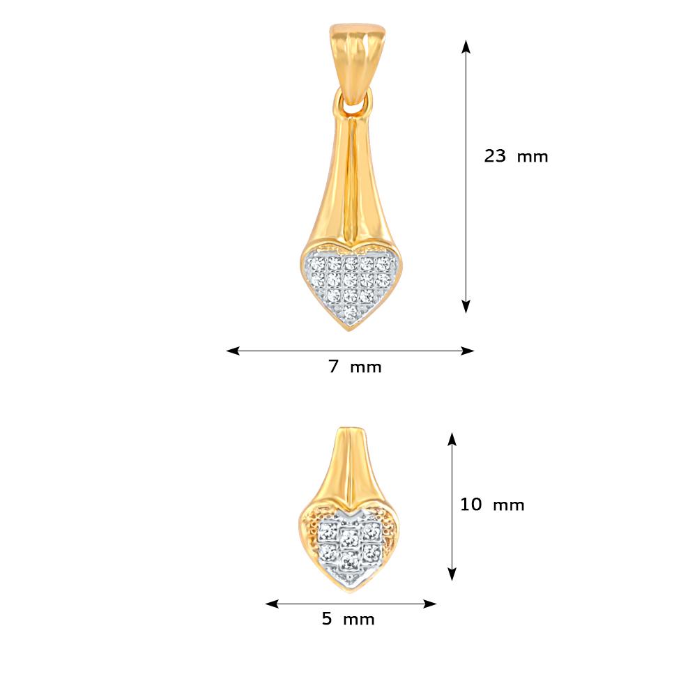 Mahi Shimmering Heart Pendant Set With Cubic Zirconia Stones