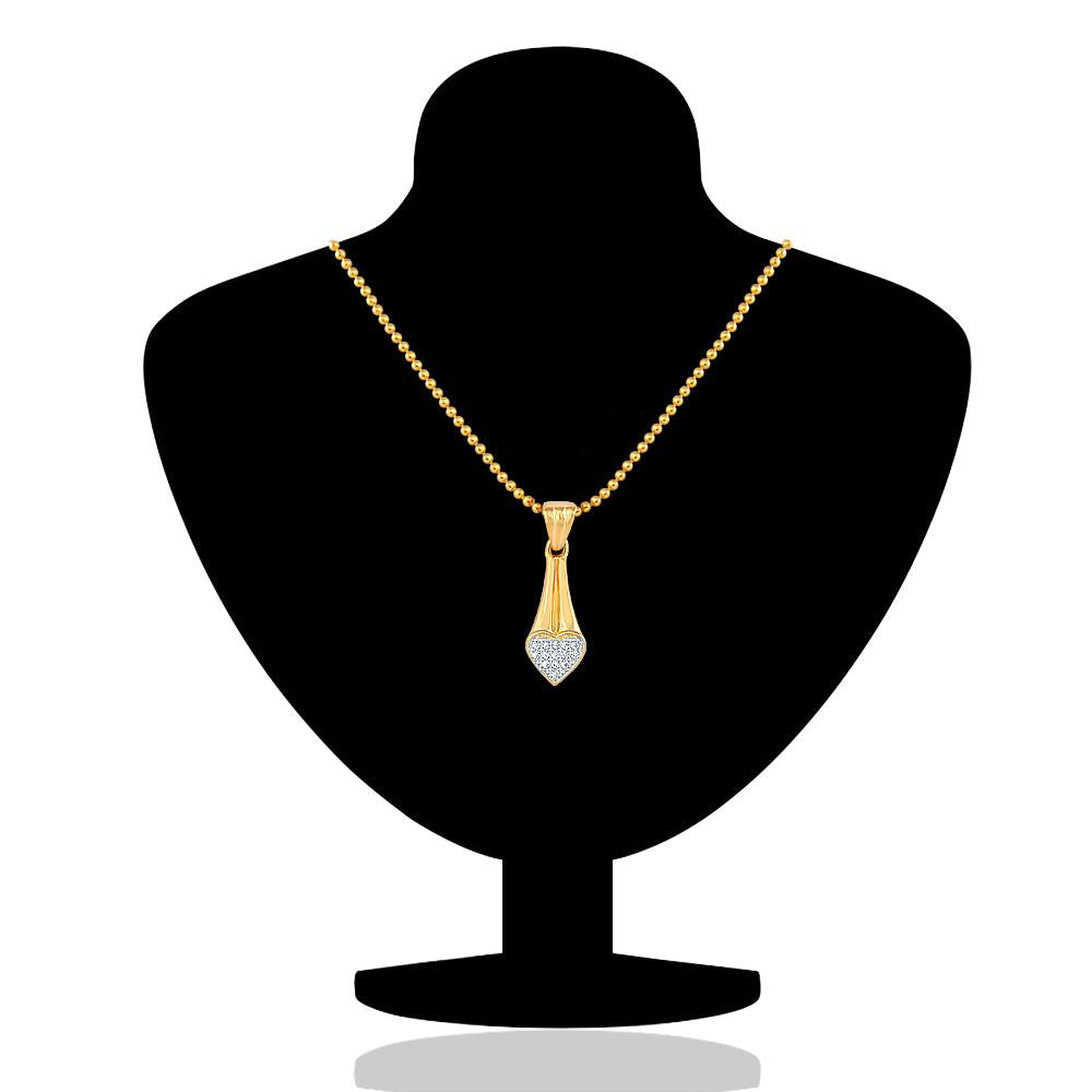 Mahi Shimmering Heart Pendant Set With Cubic Zirconia Stones