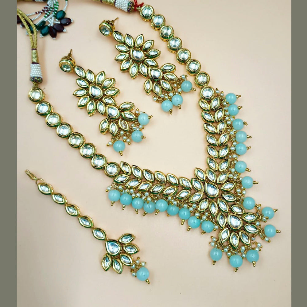 Padmawati Bangles Gold Plated Brown Beads And Kundan Necklace Set - PBNECK179