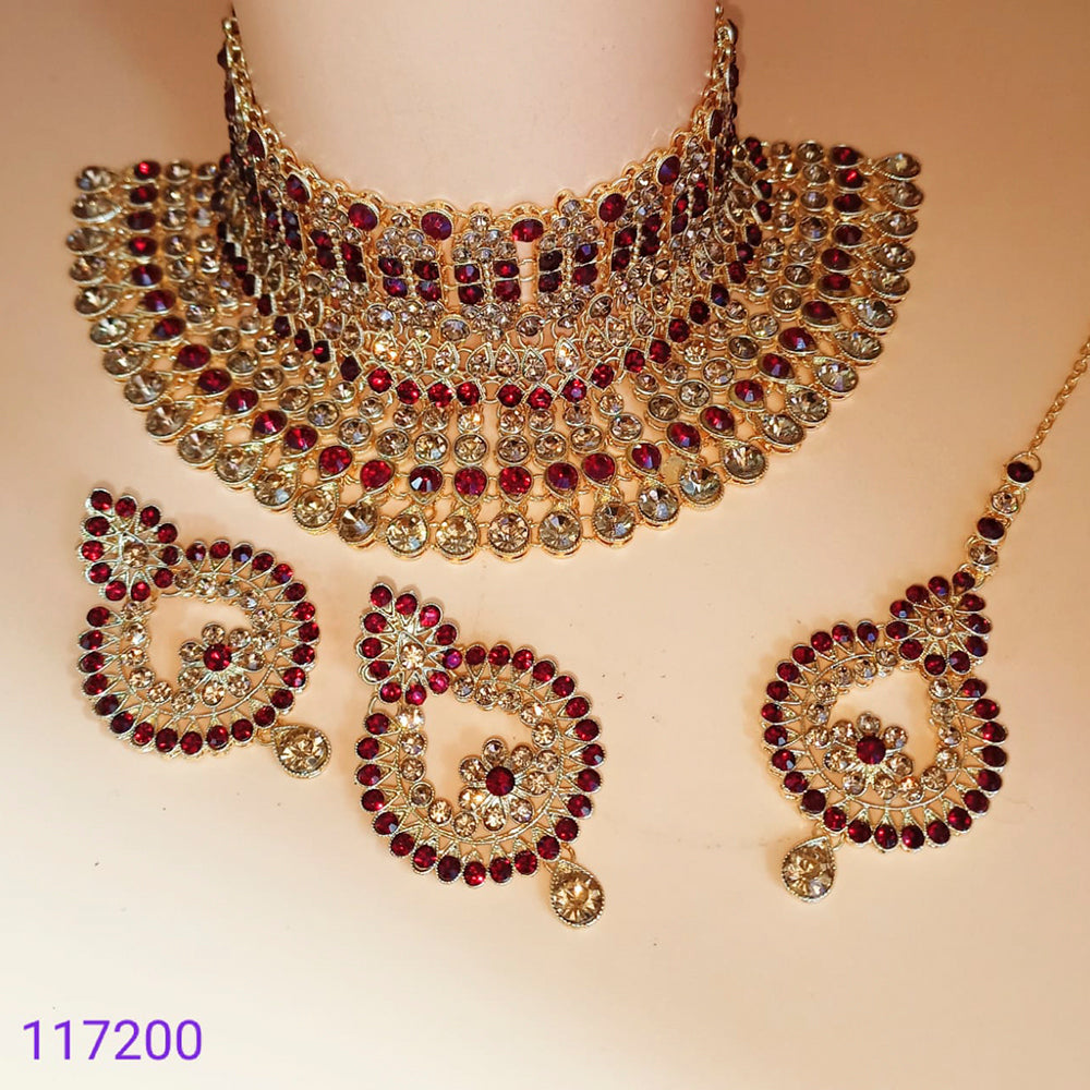 Padmawati Bangles Gold Plated Austrian Stone & Kundan Choker Necklace Set
