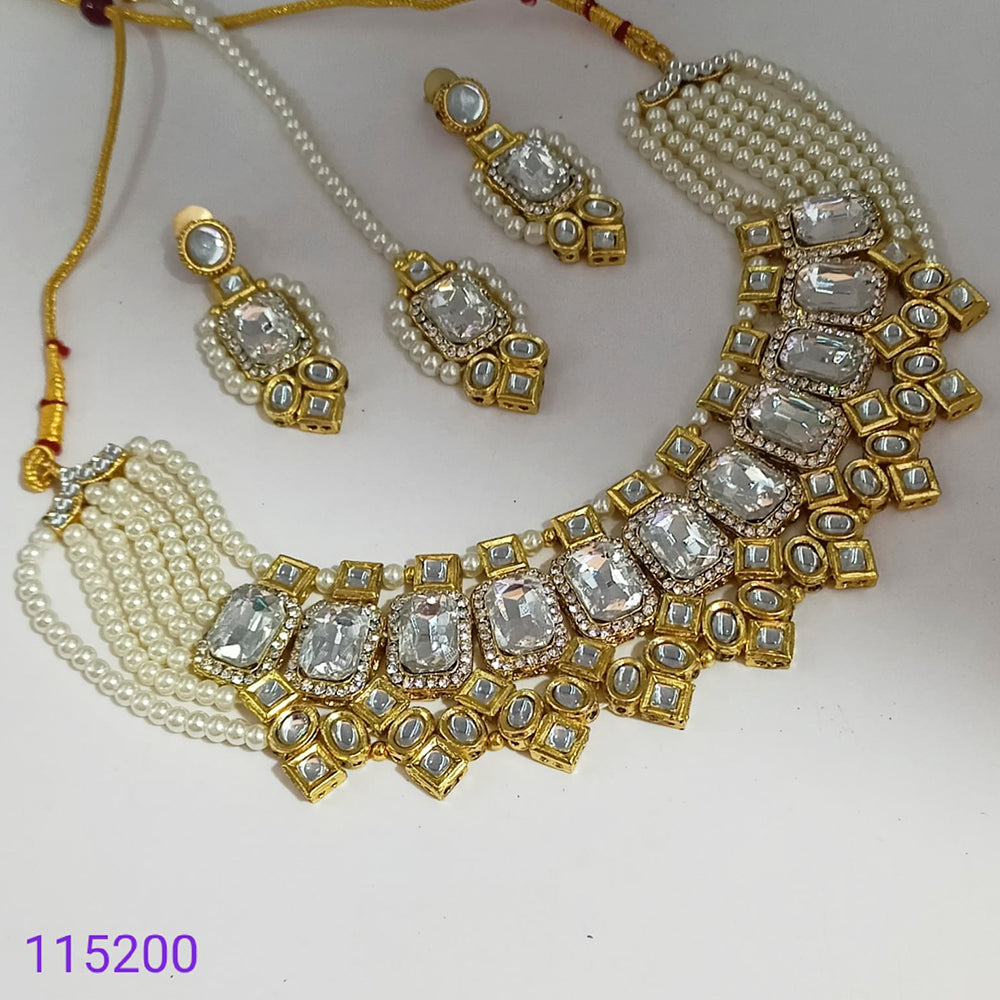 Padmawati Bangles Kundan And Pearl Necklace Set With Maang Tikka