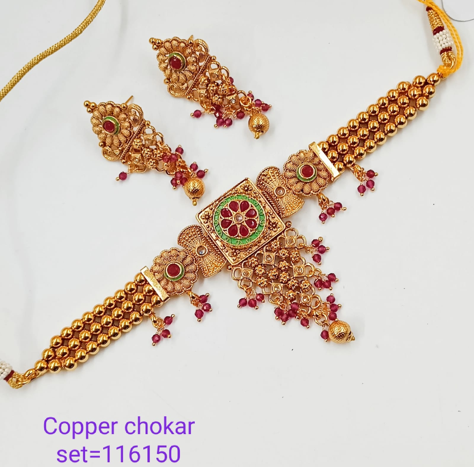 Padmawati Bangles Meenakari & Kundan Copper Choker Necklace Set