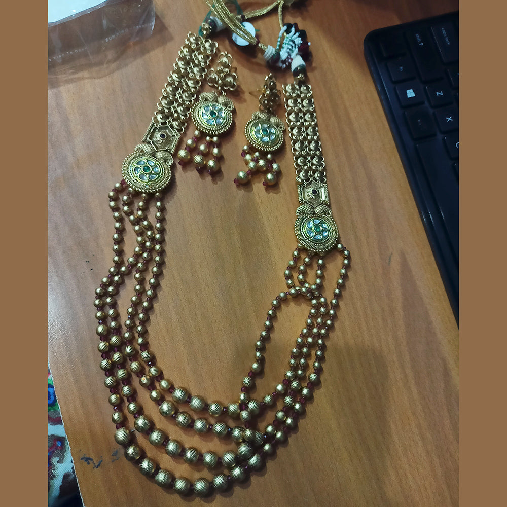 Padmawati Bangles Gold Plated Pota Kundan Stone Haram Necklace Set