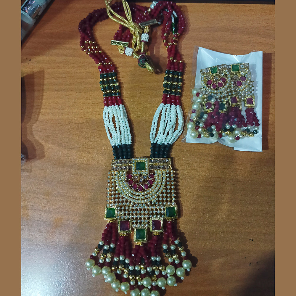 Padmawati Bangles Gold Plated Pota Kundan Stone & Pearl Haram Necklace Set