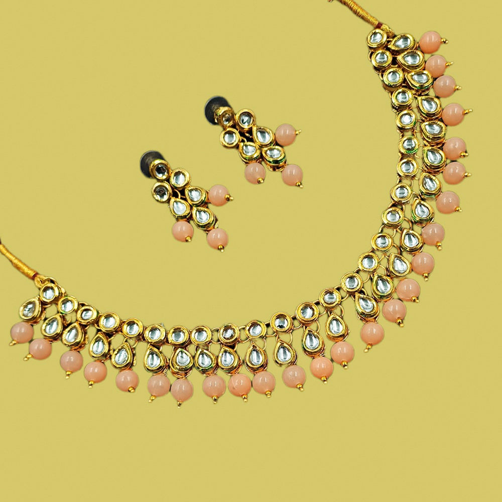 Padmawati Bangles Kundan Stone & Beads Gold Plated Choker Necklace Set
