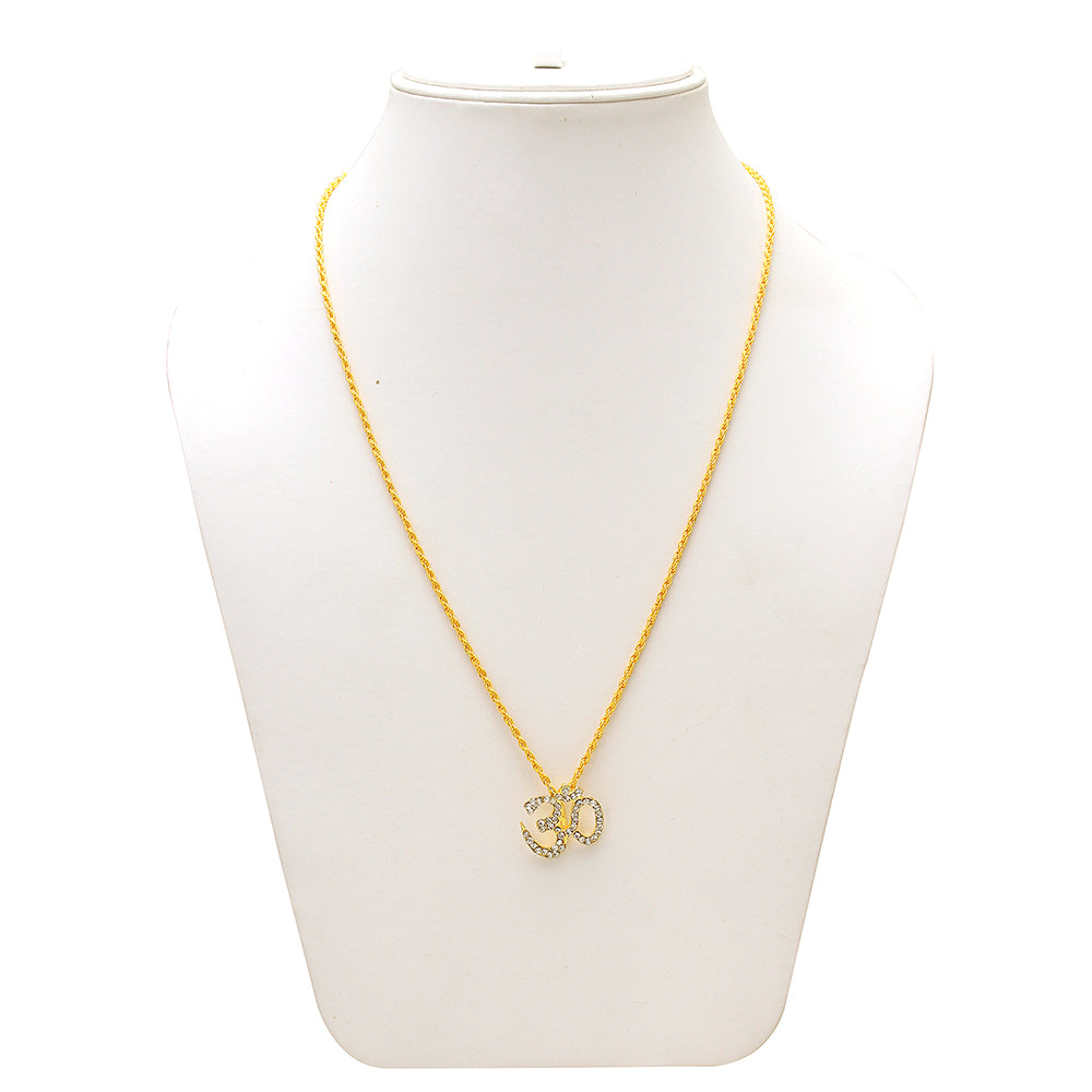 Missmister Pack Of 12 Gold Plated Austrian Stone Om Chain Pendant - PCKL0530