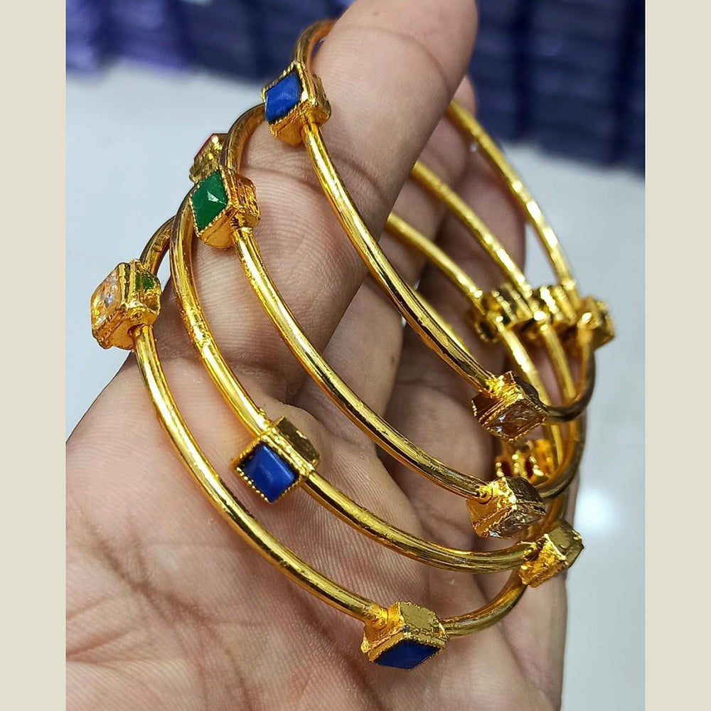 Pooja Bangles Gold Plated Multi Pota Stone Bangles Set