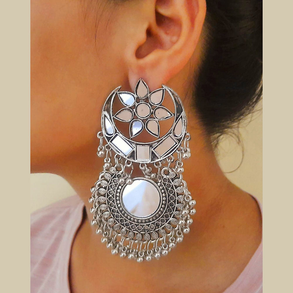 Pooja Bangles Mirror Oxidized Plated Dangler Earrings
