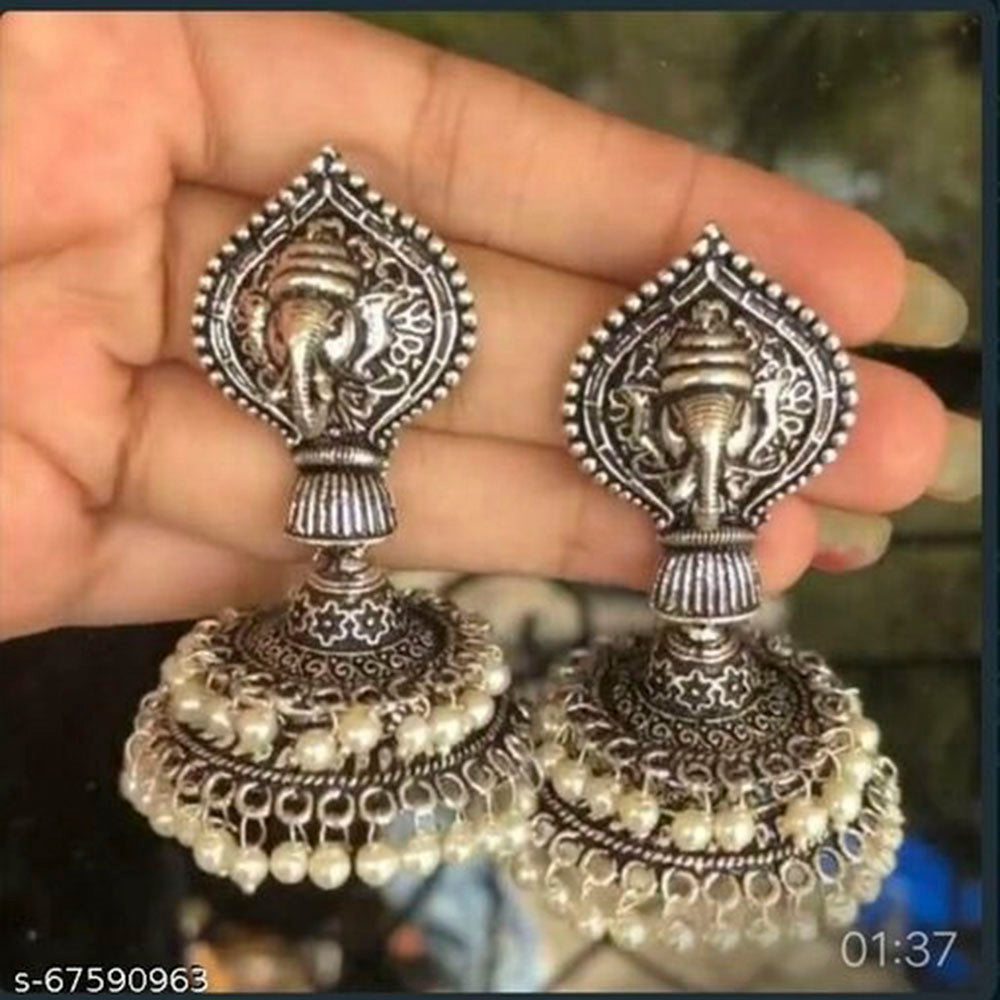 Pooja Bangles Oxidized Plated Dangler Earrings