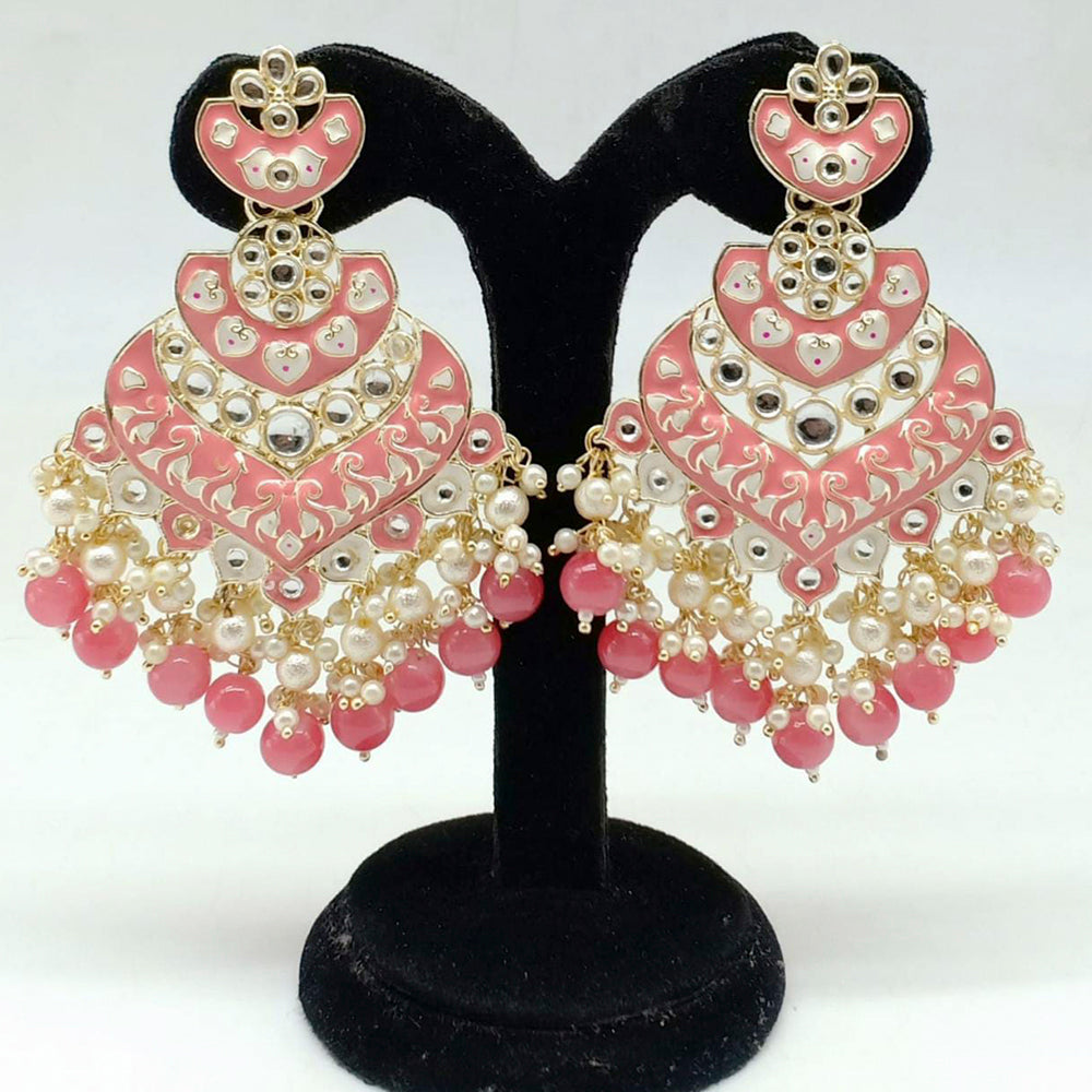Pooja Bangles Gold Plated Beads & Kundan Stone & Meenakari Dangler Earrings