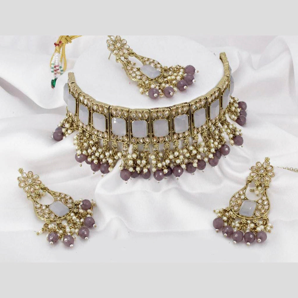 Pooja Bangles Gold Plated Crystal Stone & Beads Necklace Set