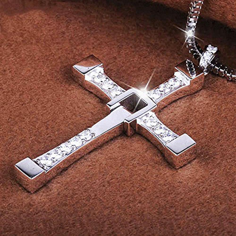 Mahi Religious Cross Pendant With Crystal Stone Chain Pendant