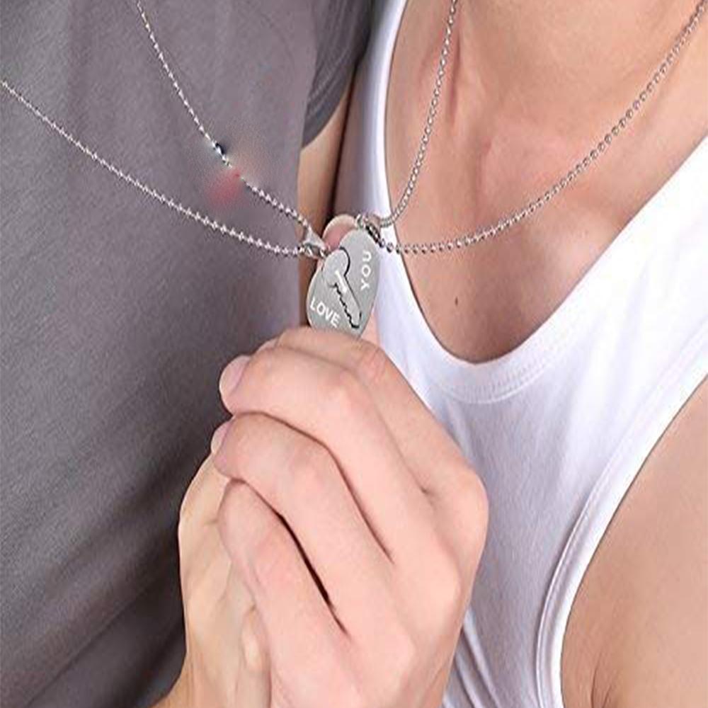 Mahi Rhodium Plated Eternal Love Heart And Key Unisex Pendant Combo