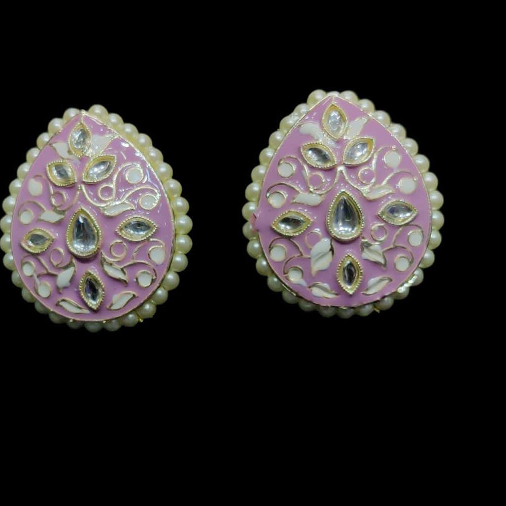 Pooja Bangles Kundan & Meenakari Stud Earrings