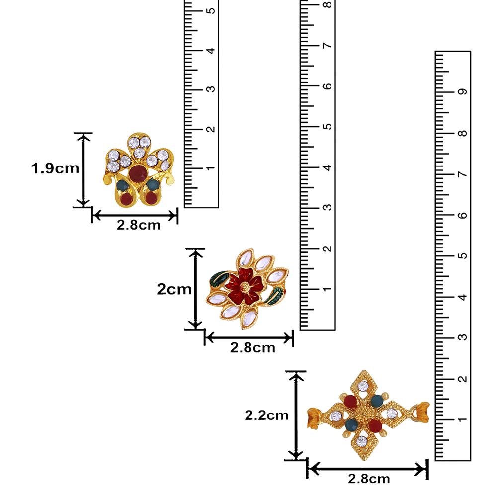 Mahi Combo of 3 Designer Red, White Crystals and Artificial Pearl Rakhi's for Brother (RCO1105250G)