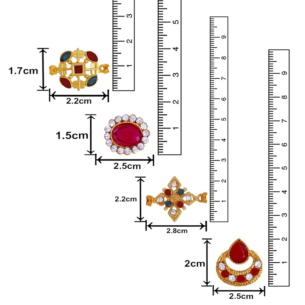 Mahi Combo of 4 Designer Multicolor Crystals Rakhi's for Brother (RCO1105253G)