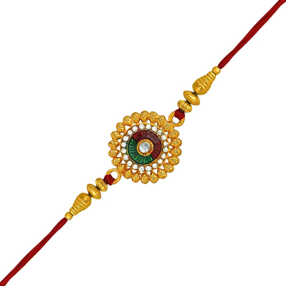 Mahi Combo of Classic Designer Multicolor Crystals Rakhi for Beloved Brother /Bhaiya (RCO1105425M)