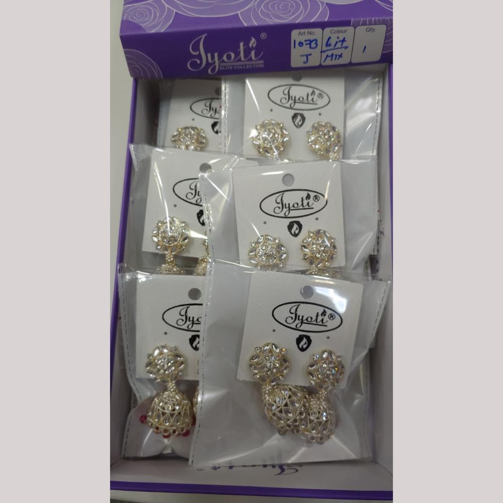 Tip Top Jewellers Stunning Kundan Stone And Pearl Jhumki Earrings (Pack of 12)