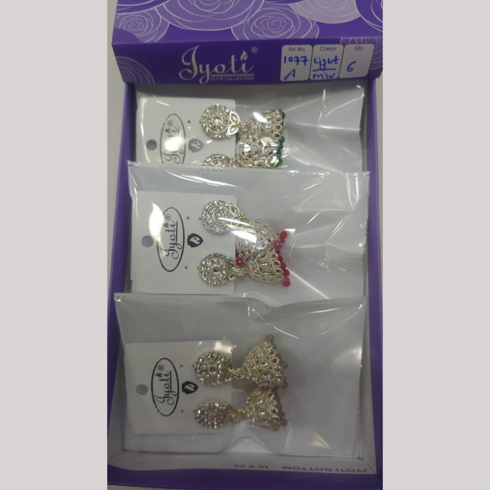 Tip Top Jewellers Stunning Kundan Stone And Pearl Jhumki Earrings (Pack of 12)