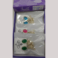 Tip Top Jewellers Stunning Kundan Stone And Pearl Jhumki Earrings (Pack of 12)
