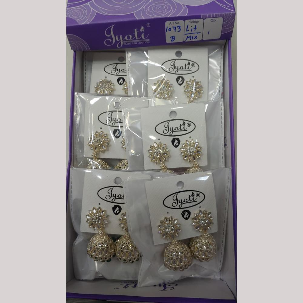 Tip Top Jewellers Stunning Kundan Stone And Pearl Jhumki Earrings (Pack of 12)