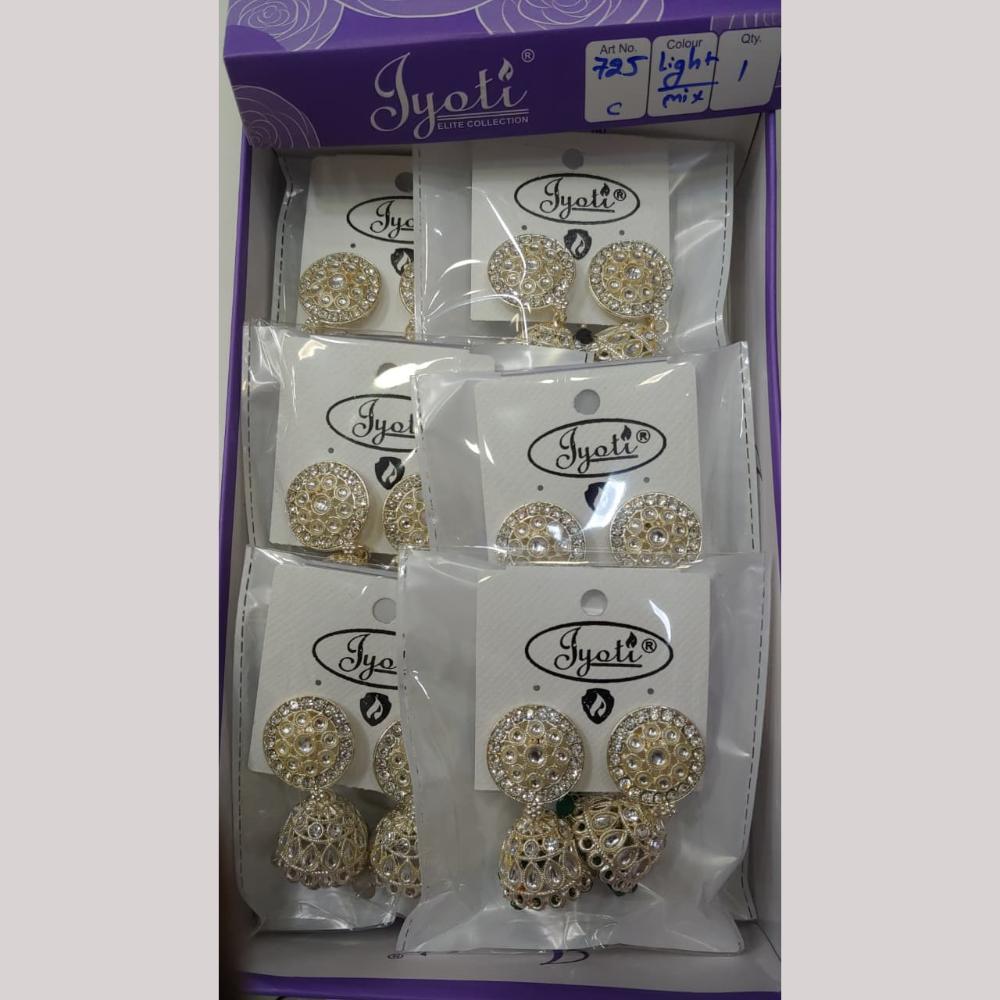 Tip Top Jewellers Stunning Kundan Stone And Pearl Jhumki Earrings (Pack of 12)