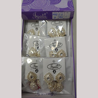 Tip Top Jewellers Stunning Kundan Stone And Pearl Jhumki Earrings (Pack of 12)