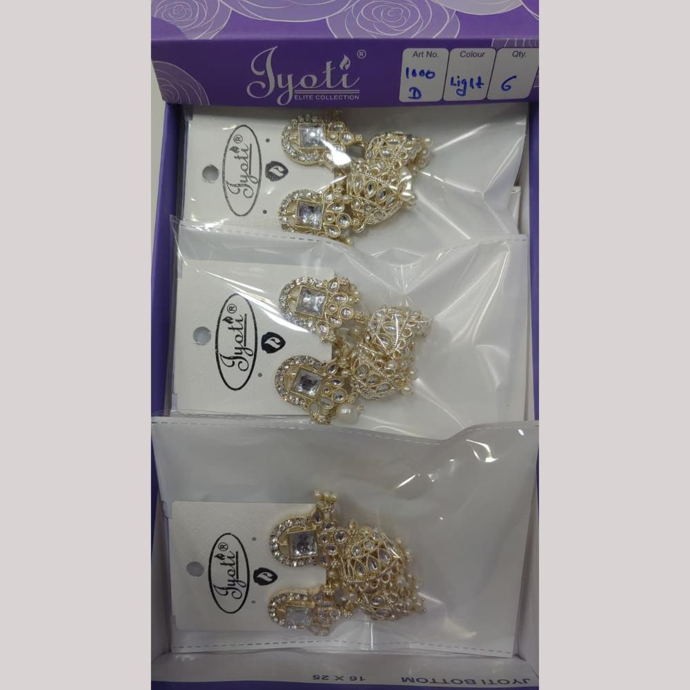 Tip Top Jewellers Stunning Kundan Stone And Pearl Jhumki Earrings (Pack of 6)