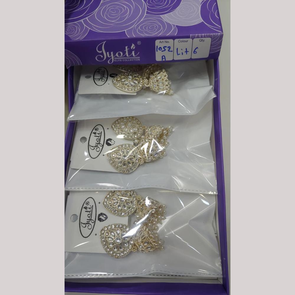 Tip Top Jewellers Stunning Kundan Stone And Pearl Jhumki Earrings (Pack of 6)