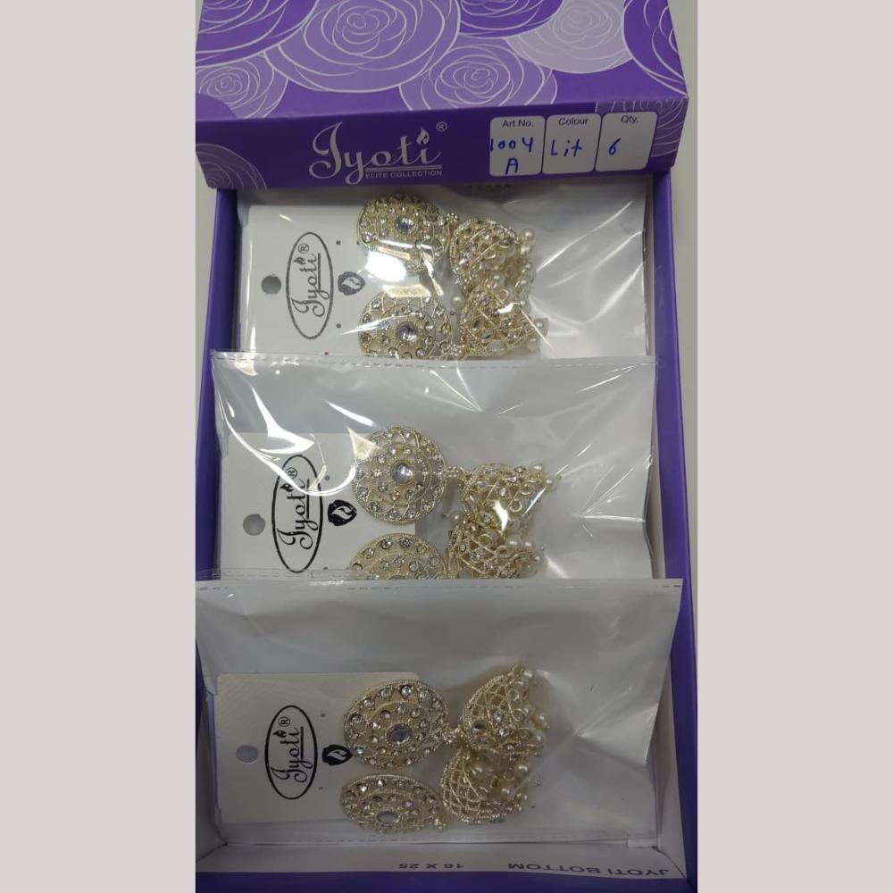 Tip Top Jewellers Stunning Kundan Stone And Pearl Jhumki Earrings (Pack of 6)
