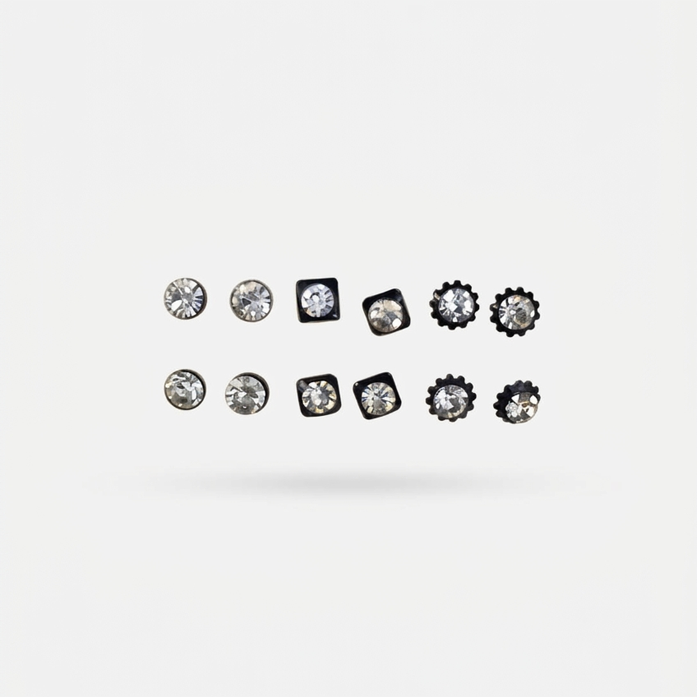 Urthn Shiny Austrian Stone Set of 6 Studs Earrings(Pack of 6)