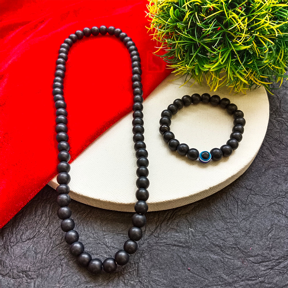 Urthn Designer Beads Mala with Coordinated Bracelet for Men