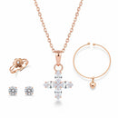 Urthn Rose Gold Plated Chain Pendant Earrings Rings And Bracelet Jewellery Combo Set (Pack Of 6)