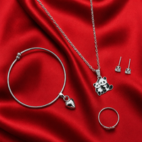 Urthn  Silver Plated Chain Pendant Earrings Rings And Bracelet Jewellery Combo Set