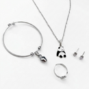 Urthn  Silver Plated Chain Pendant Earrings Rings And Bracelet Jewellery Combo Set (Pack of 6)