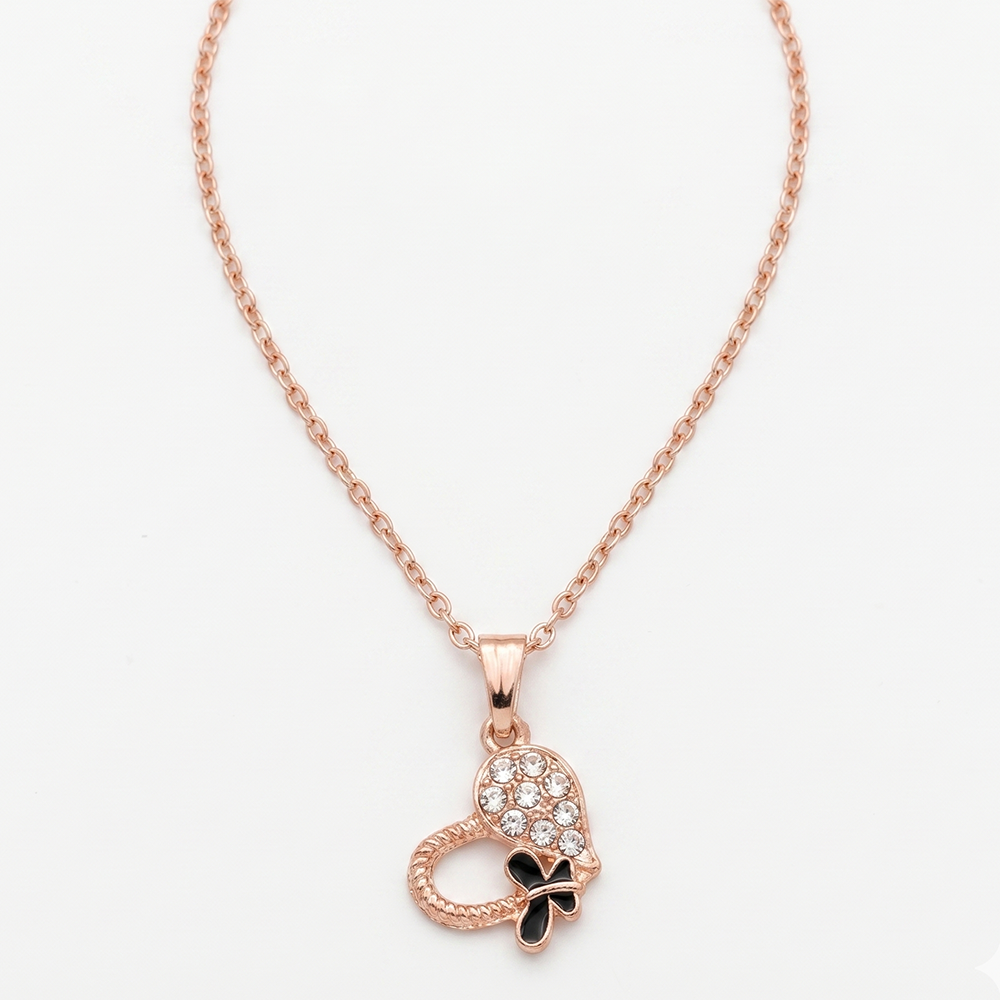 Urthn  Rose Gold Plated Chain Pendant Earrings Rings And Bracelet Jewellery Combo Set (Pack of 6)