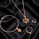 Urthn  Rose Gold Plated Chain Pendant Earrings Rings And Bracelet Jewellery Combo Set