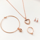 Urthn  Rose Gold Plated Chain Pendant Earrings Rings And Bracelet Jewellery Combo Set (Pack of 6)