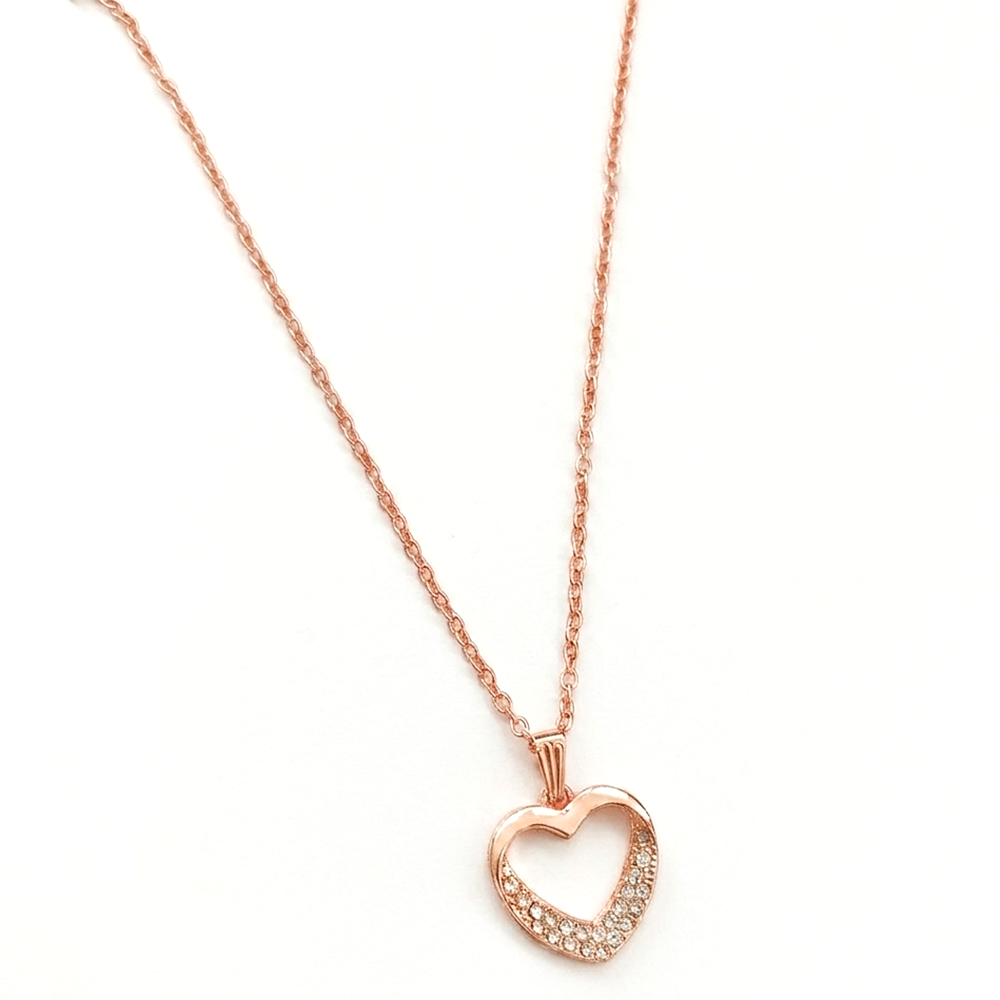 Urthn  Rose Gold Plated Chain Pendant Earrings Rings And Bracelet Jewellery Combo Set (Pack of 6)