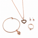 Urthn  Rose Gold Plated Chain Pendant Earrings Rings And Bracelet Jewellery Combo Set (Pack of 6)