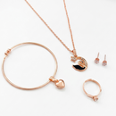 Urthn  Rose Gold Plated Chain Pendant Earrings Rings And Bracelet Jewellery Combo Set (Pack of 6)